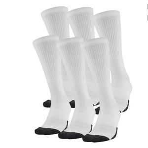 Under Armour Adult Tech Crew Socks 6 Pack White M